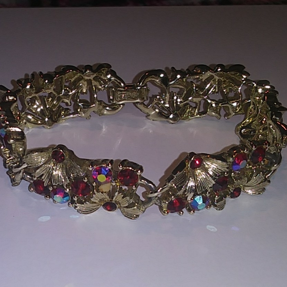 Lisner Bracelet Aurora Borealis Rhinestone Silver
